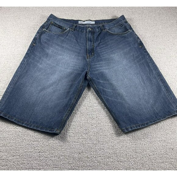 Rocawear Baggy Leg Denim Shorts Blue Y2K Hip Hop Men’s Size 38 x 12 - Picture 1 of 9
